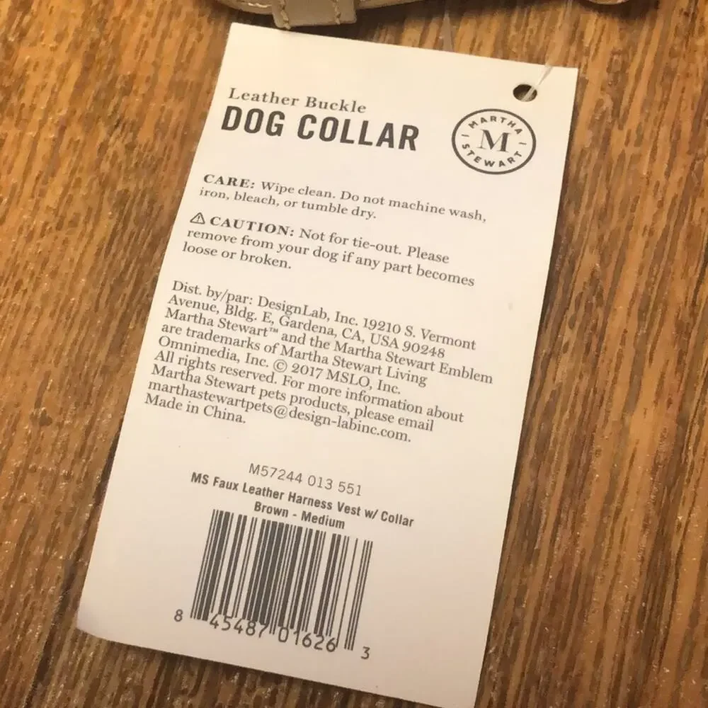 Martha Stewart Tan and Silver Leather Buckle Dog Collar Size 16